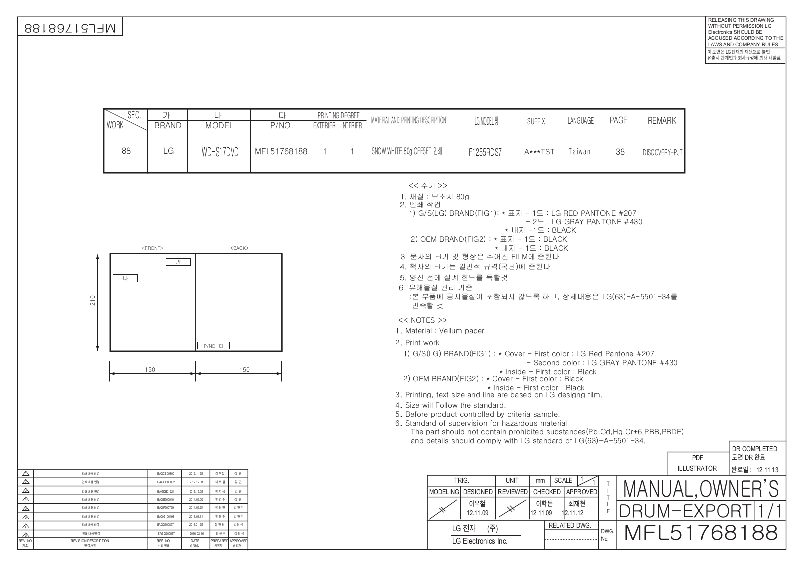 LG WD-S17DVD User manual