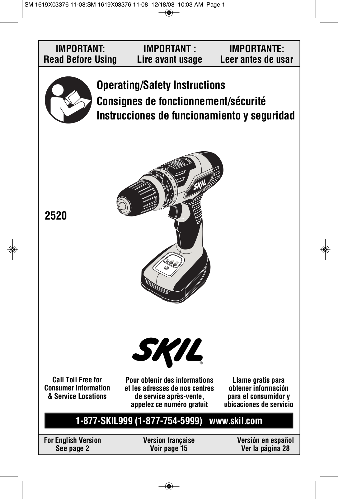 Skil 2520 Instruction Manual