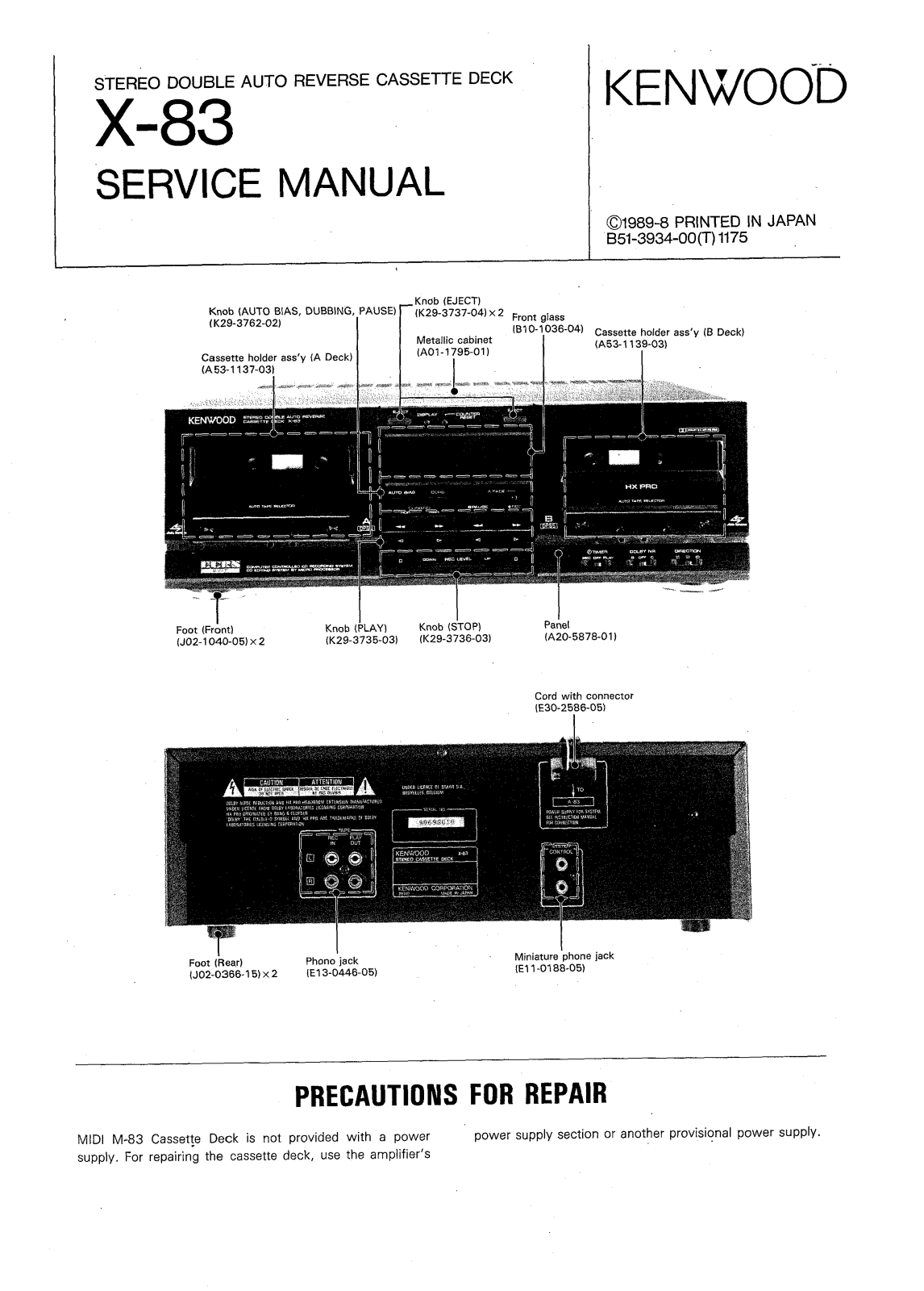 Kenwood x 83 Service Manual