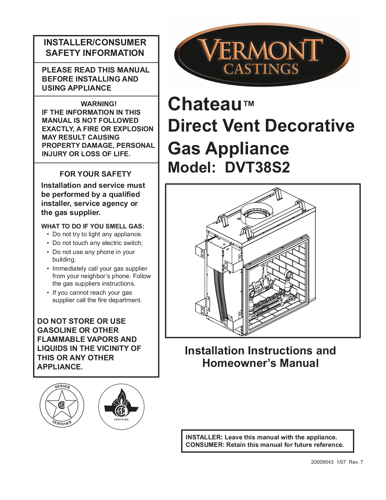 Vermont Casting DVT38S2 User Manual