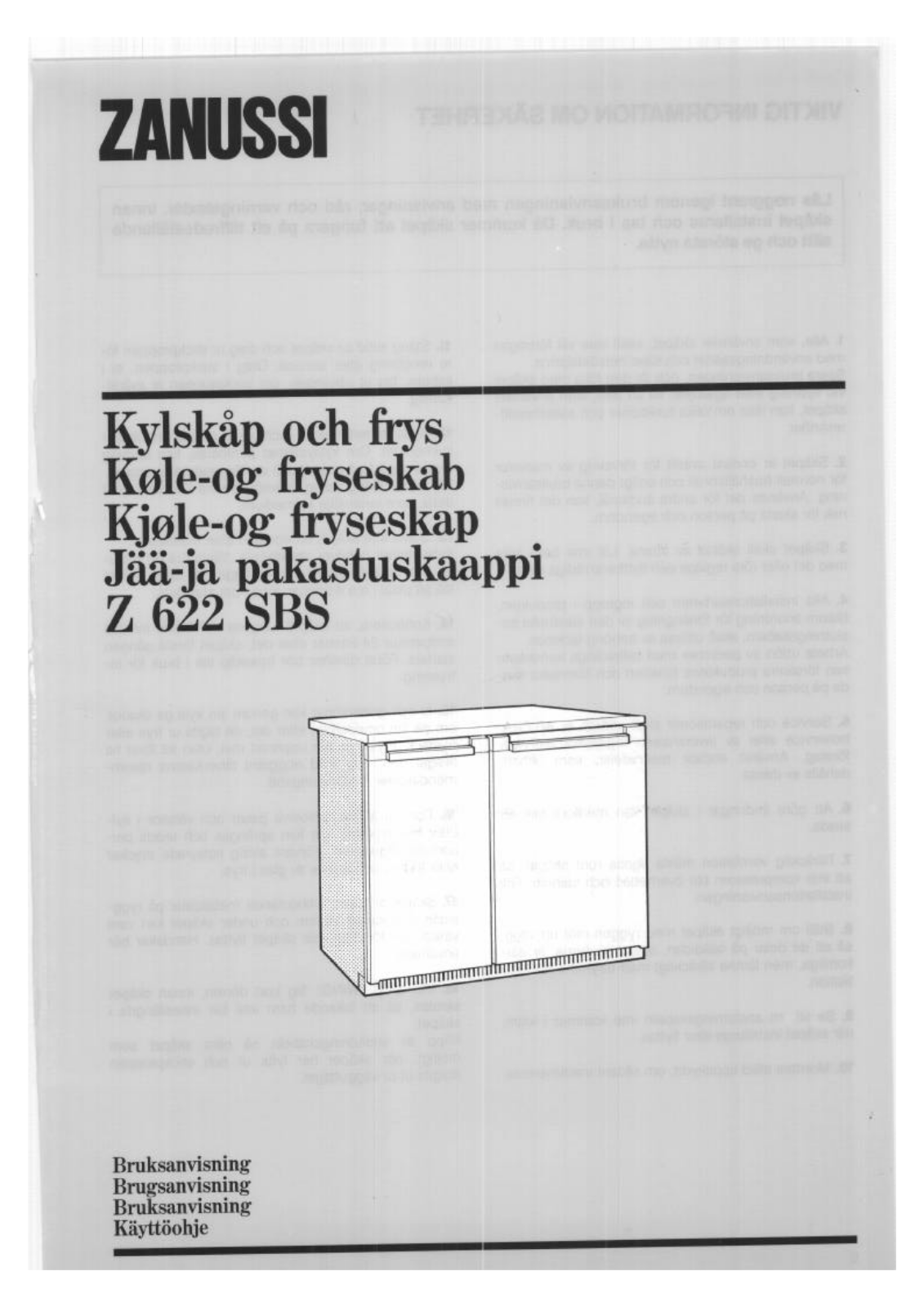 Zanussi Z622SBS User Manual