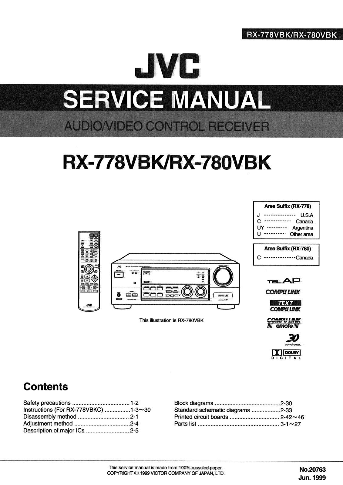 JVC RX-778VBKC, RX-778VBKJ, RX-778VBKU, RX-778VBKUY, RX-780VBKC Service Manual