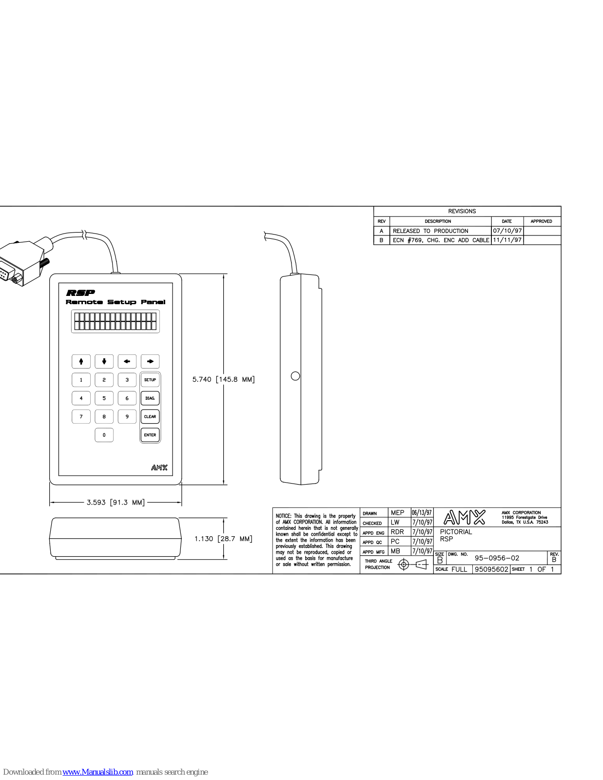 AMX RSP Dimensional Drawing