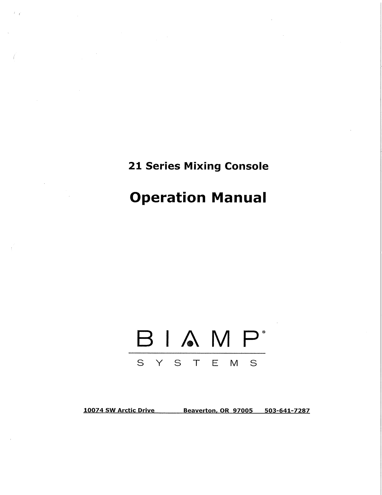 Biamp 1621, 1221 User Manual