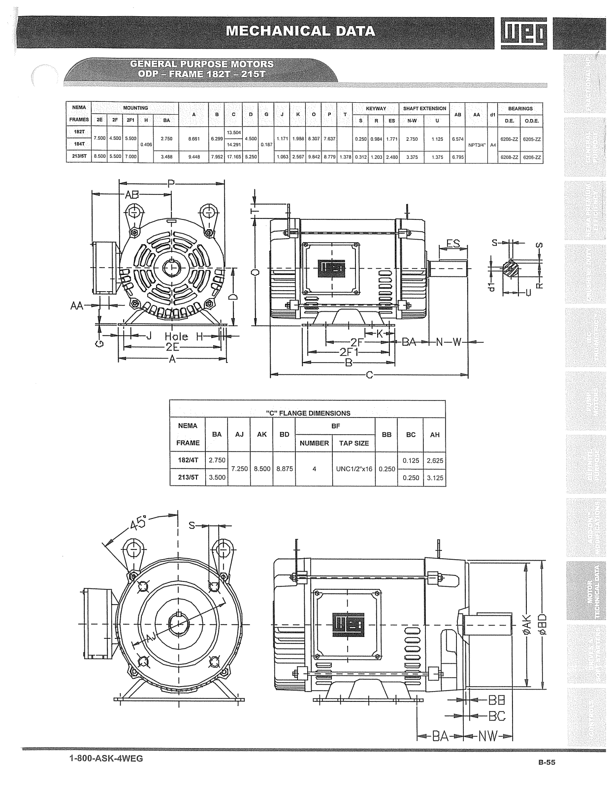 WEG Electric General Purpose motors Dimensional Sheet