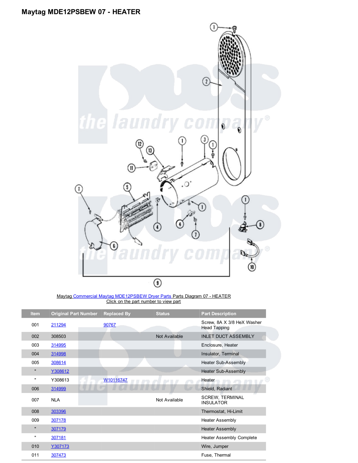 Maytag MDE12PSBEW Parts Diagram