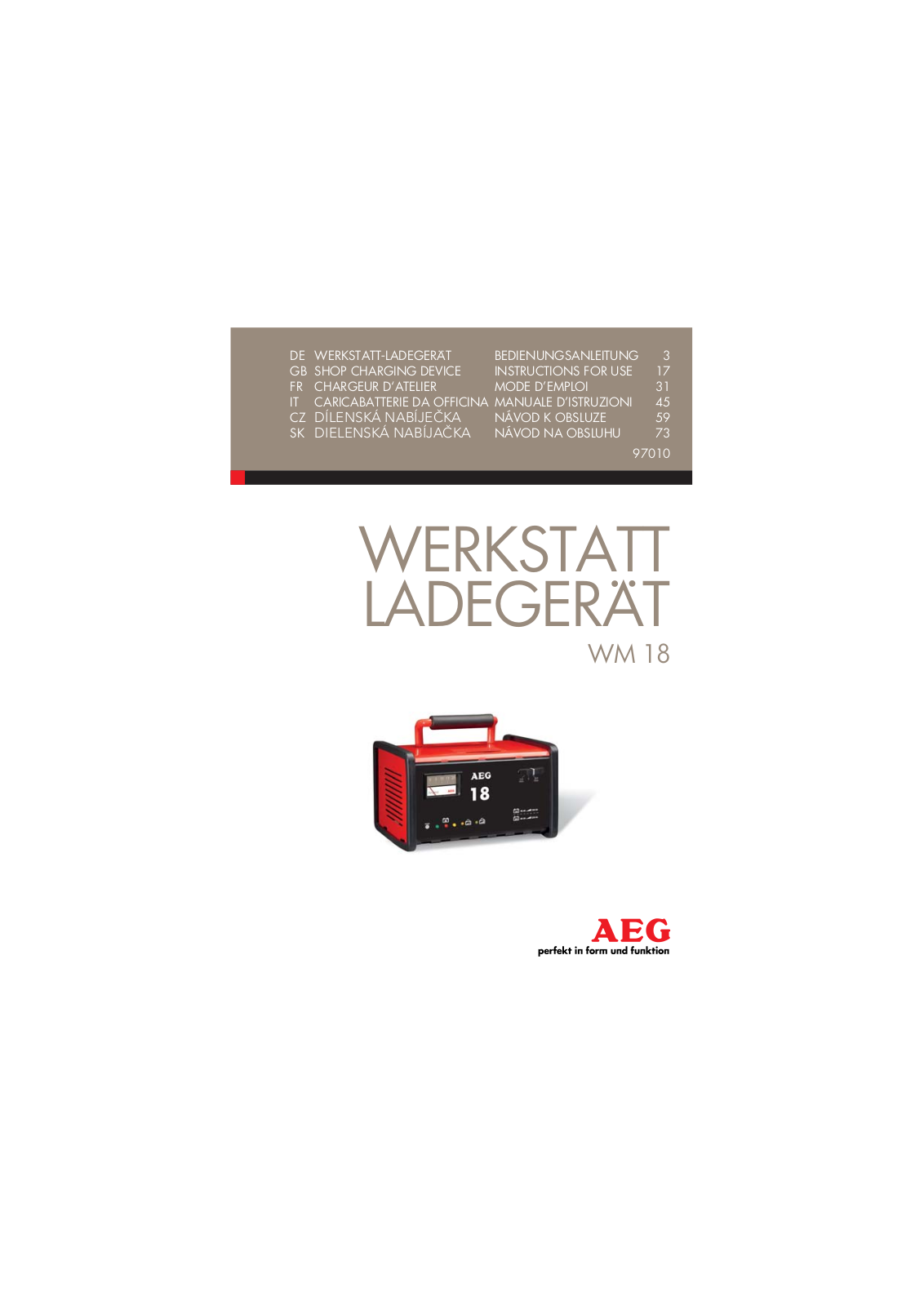 AEG WM 18 User guide