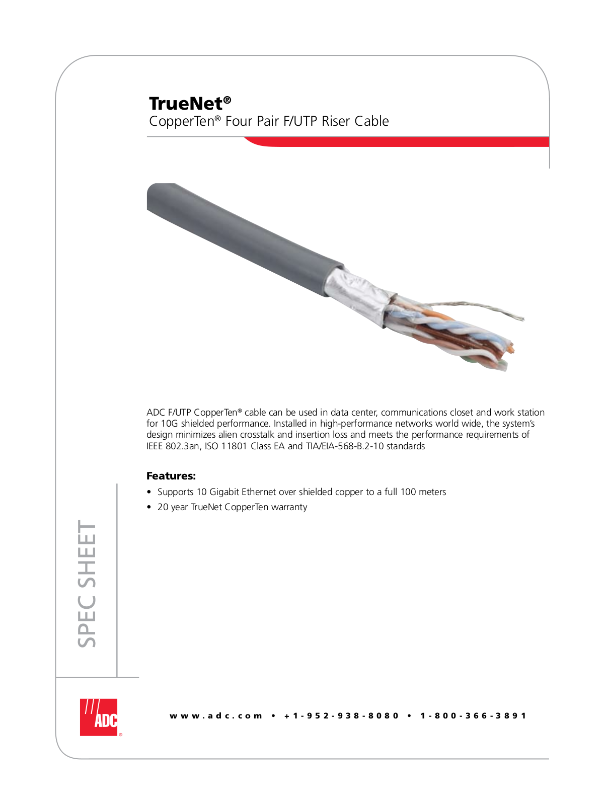 ADC TrueNet F-UTP Riser Cable User Manual