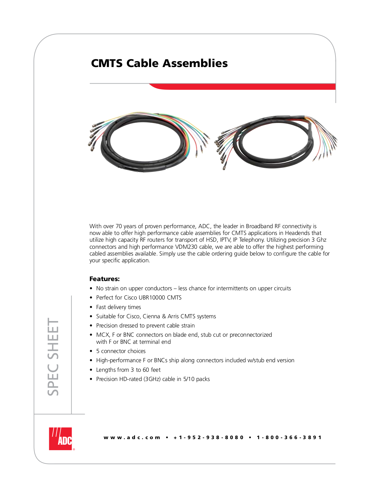 ADC Cable Assemblies CMTS User Manual