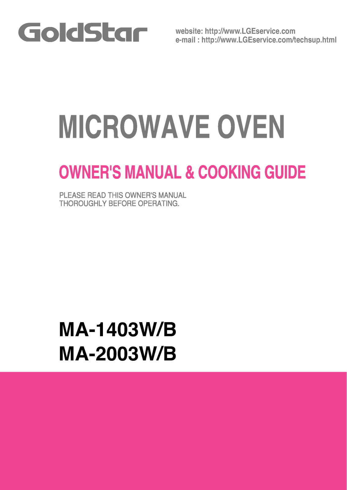 LG MA-2003W, MA-1403B, MA-2003B, MA-1403W User Manual