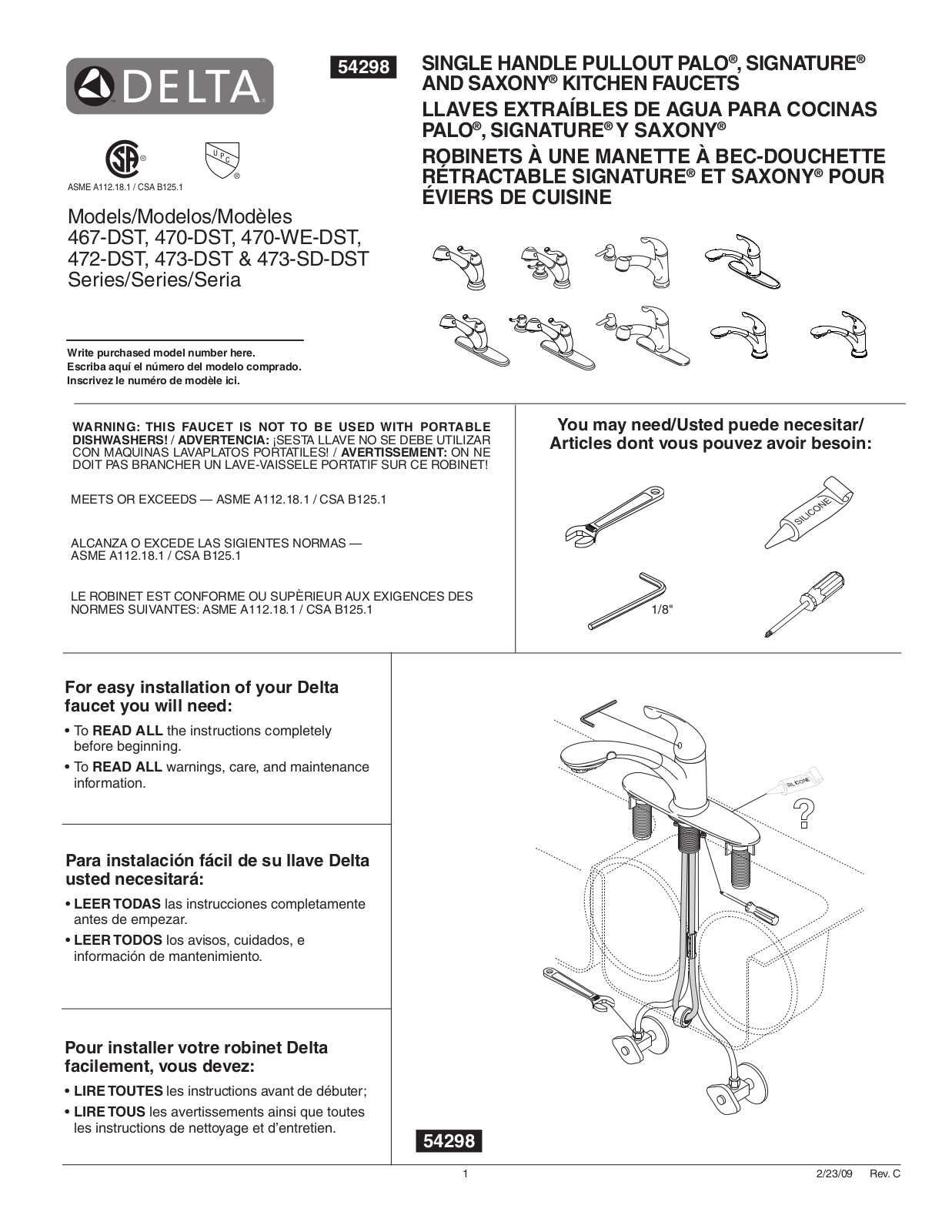 Delta 470-WE-DST, 473-SD-DST, 467-DST, 472-DST, 473-DST User Manual