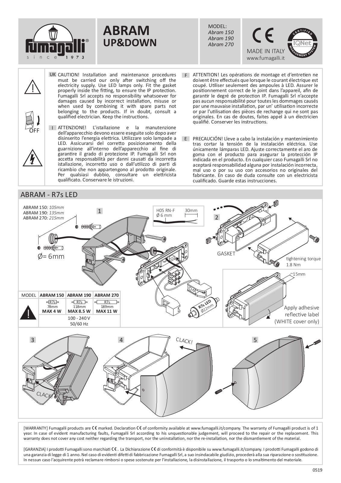 Fumagalli Abram 150, Abram 190, Abram 270 Installation Instructions - ManualMachine.com