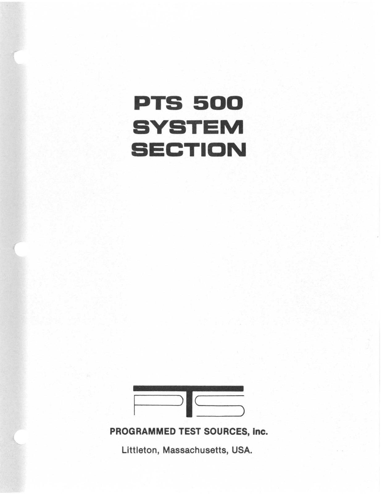 Programmed Test Sources PTS 500 Service manual
