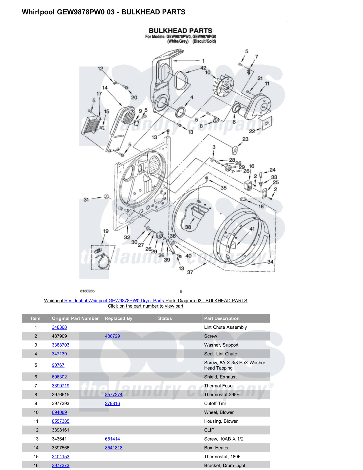 Whirlpool GEW9878PW0 Parts Diagram