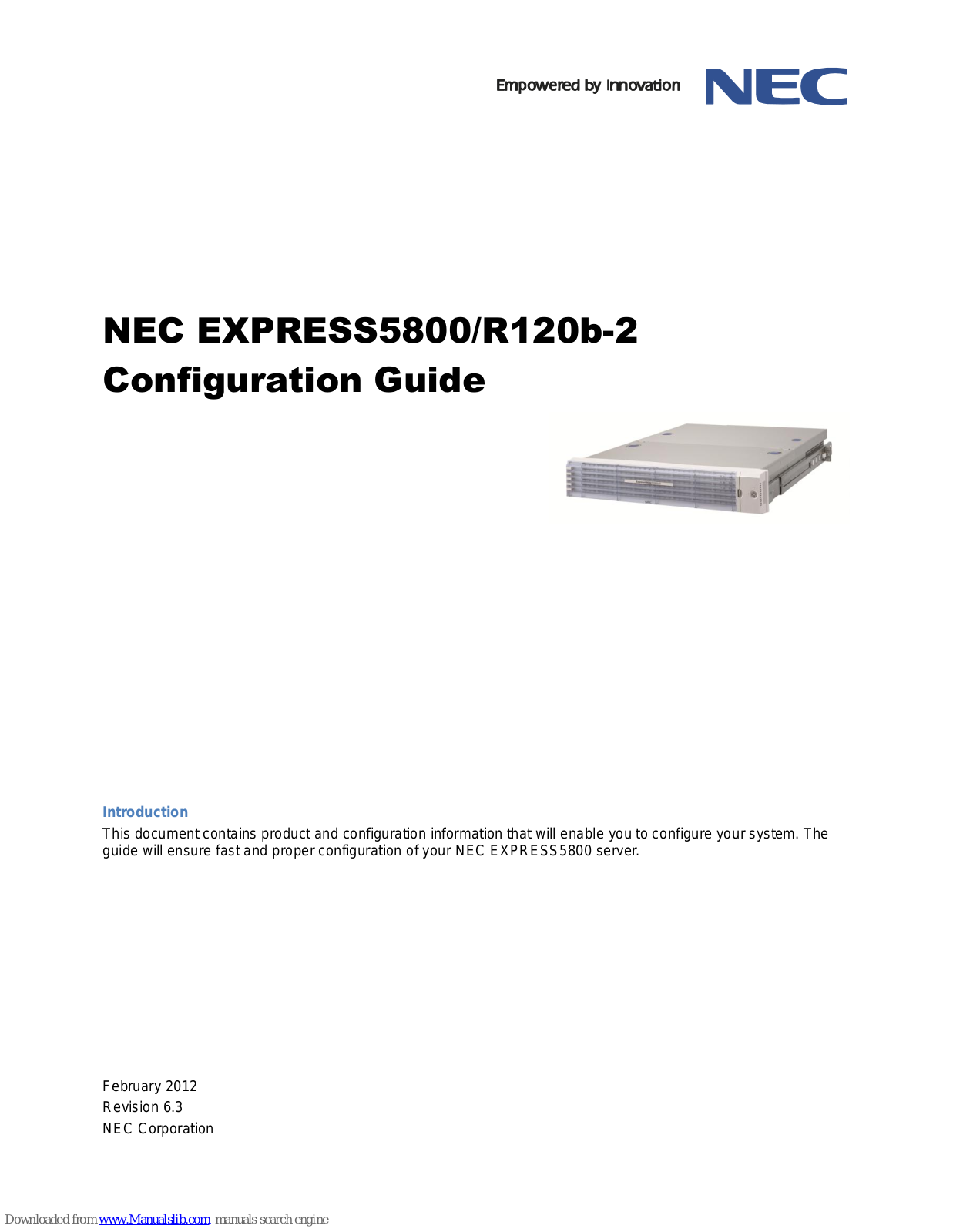 NEC EXPRESS5800, R120b-2, EXPRESS5800/R120b-2 Configuration Manual