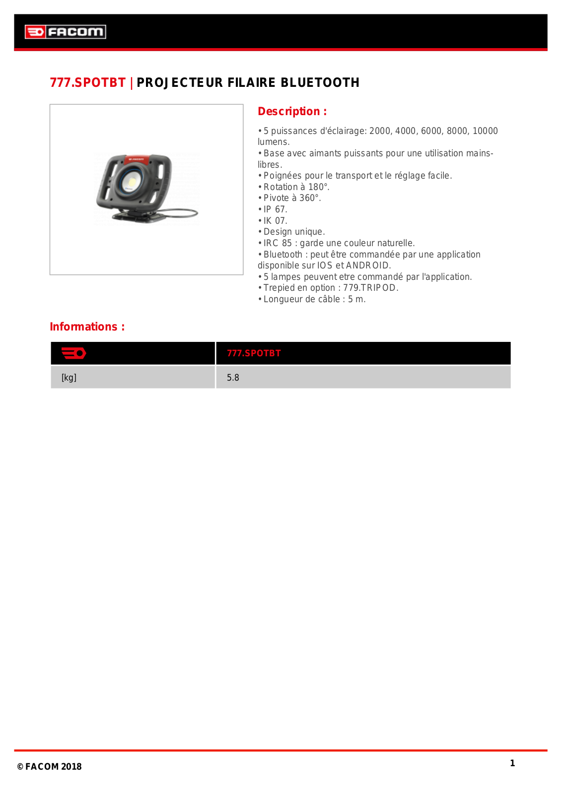 Facom 777.SPOTBTPB Specification - ManualMachine.com