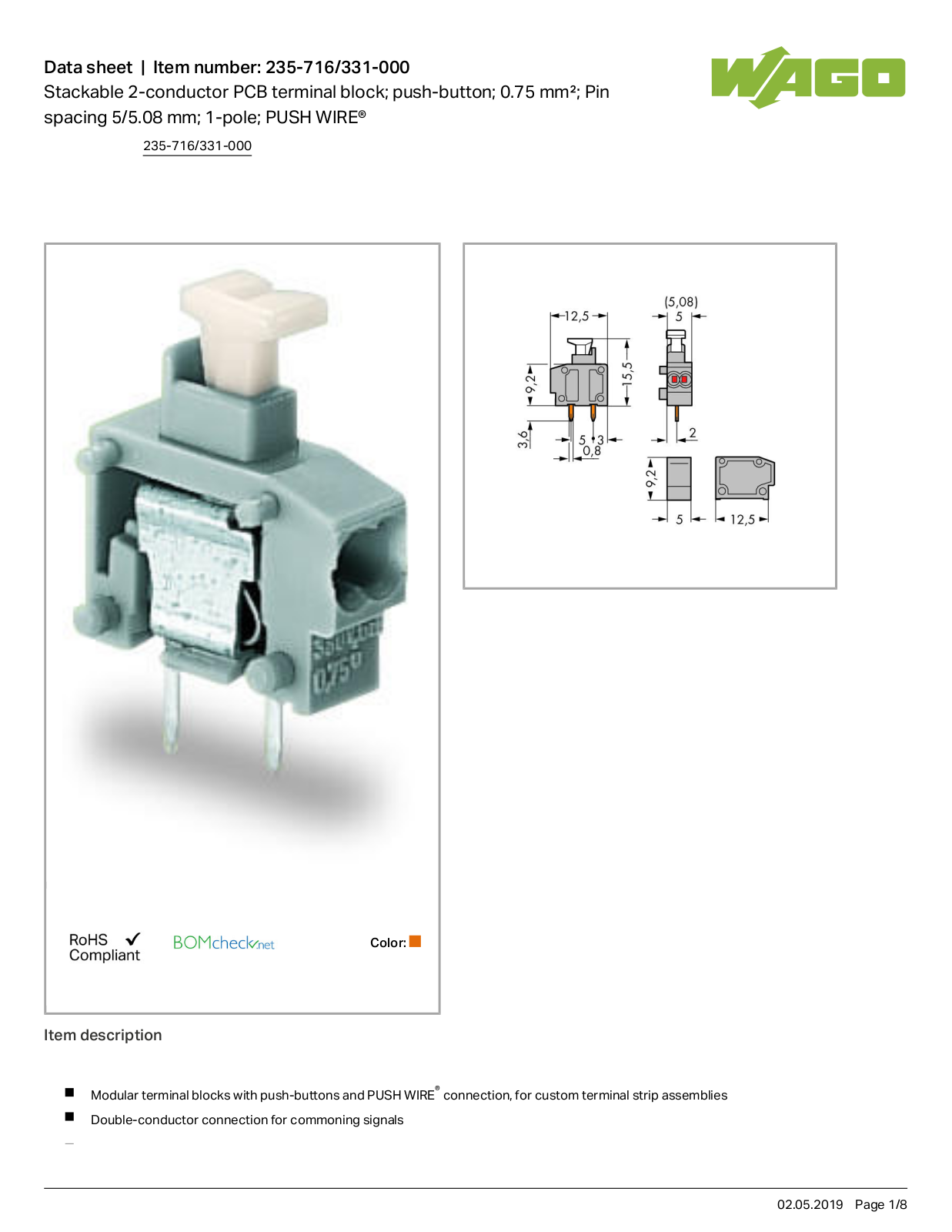 Wago 235-716/331-000 Data Sheet