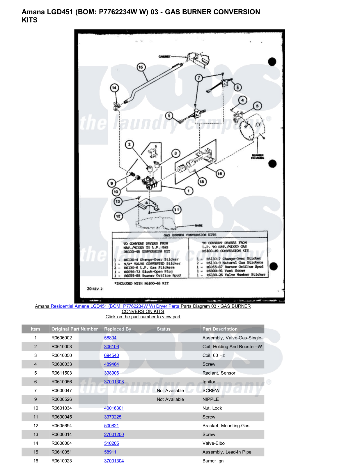 Amana LGD451 Parts Diagram