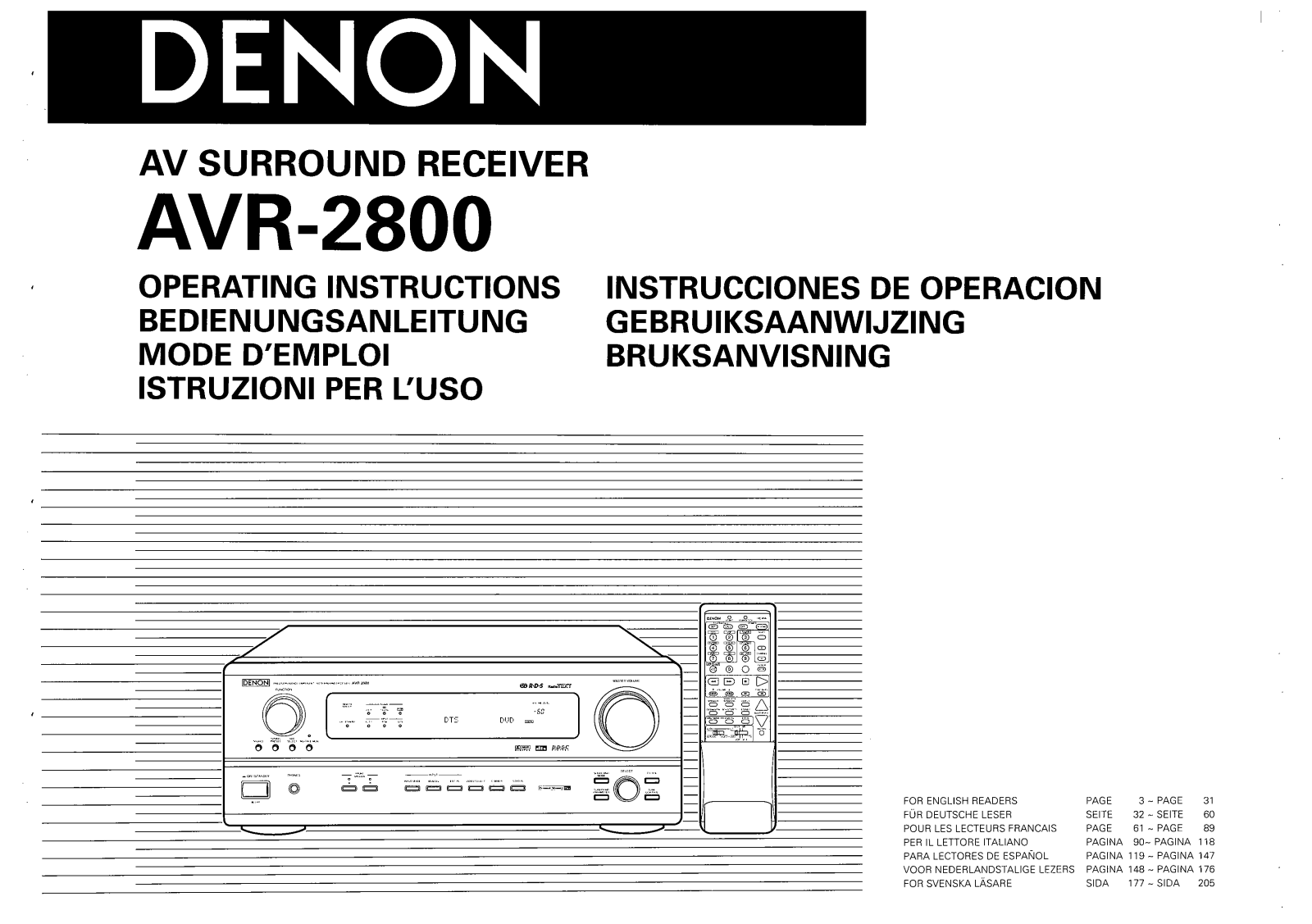 DENON AVR-2800 User Manual