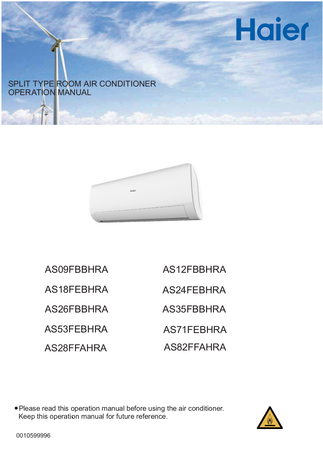 Haier AS09FBBHRA, AS12FBBHRA, AS24FEBHRA, AS26FBBHRA, AS53FEBHRA User Manual