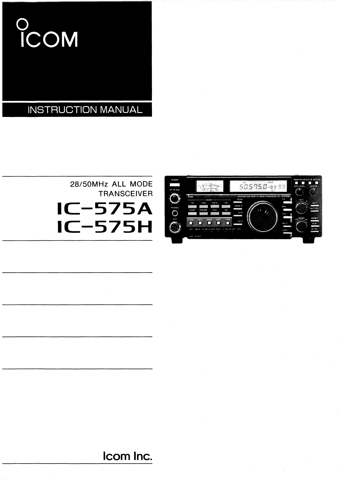 ICOM IC-575H, IC-575A User Manual