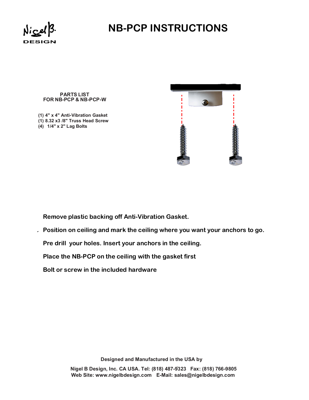 Nigel B. Design NB-PCP, NB-PCP-W User guide - ManualMachine.com