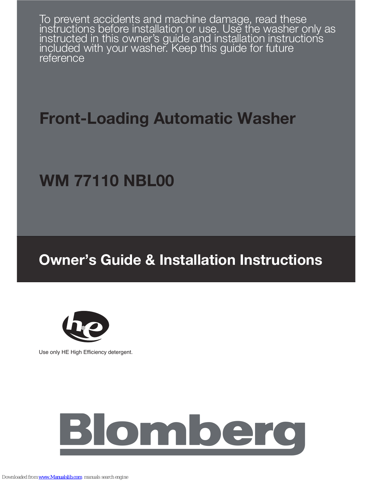 Blomberg WM 77110 NBL00 Owner's Manual