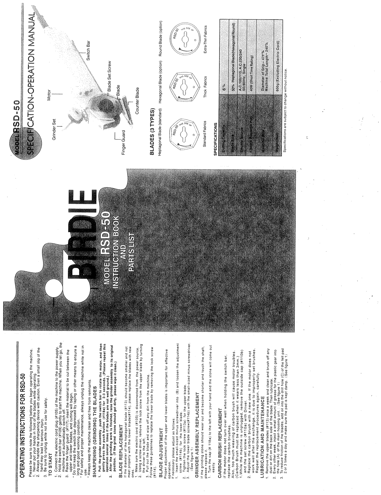 Consew RSD50 Instruction Manual