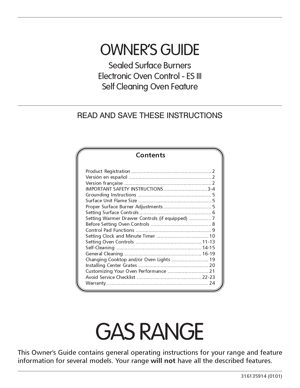 FRIGIDAIRE 316135914 User Manual