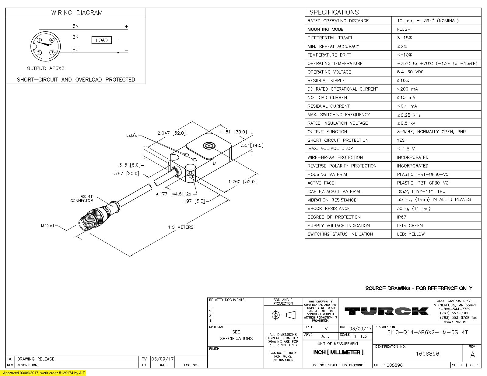 Turck BI10-Q14-AP6X2-1-RS4T Data Sheet