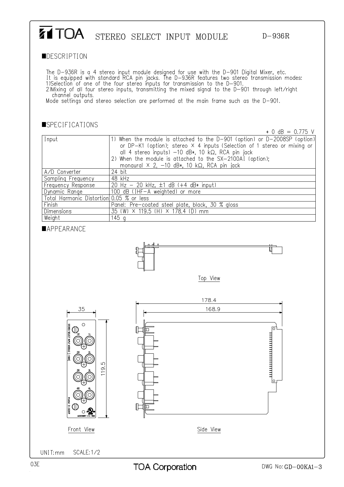 TOA D-936R User Manual