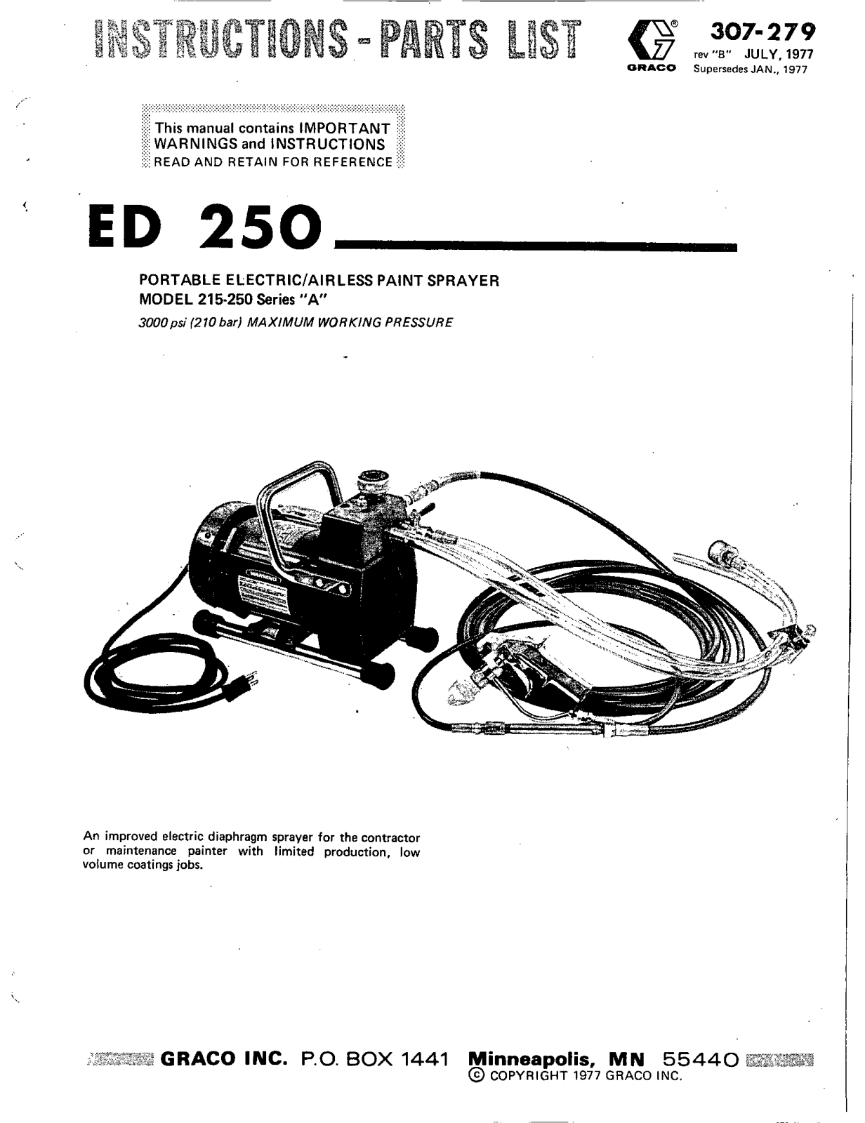 Graco ED 250 Instruction Manual - ManualMachine.com