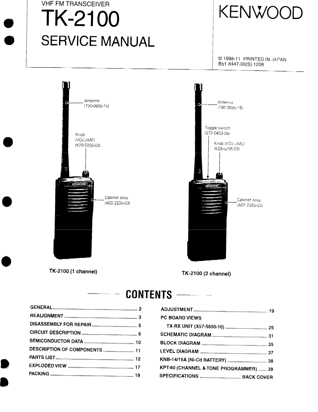 Kenwood TK-2100 Service Manual