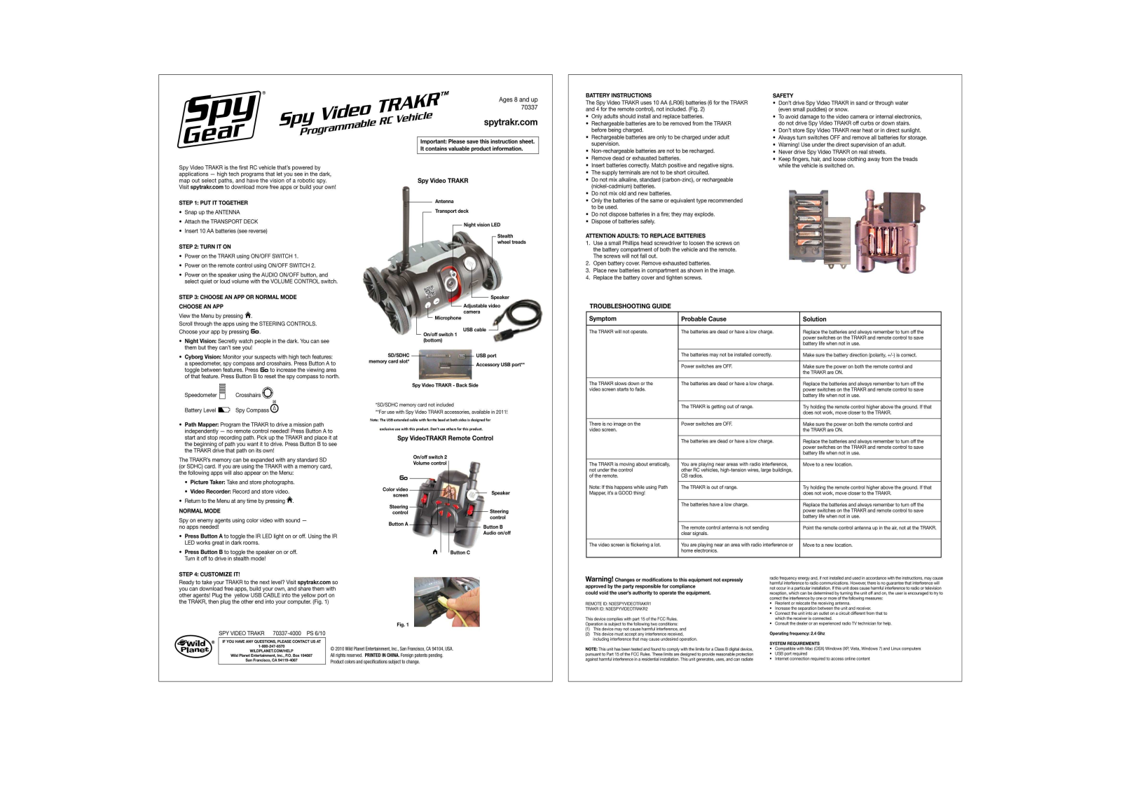 Wild Planet Entertainment SPYVIDEOTRAKR2 Users Manual