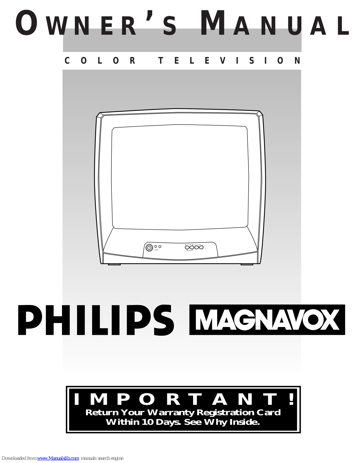 Philips Magnavox 19PS54C, COLOR TV 19 INCH PORTABLE 19PS54C Owner's Manual