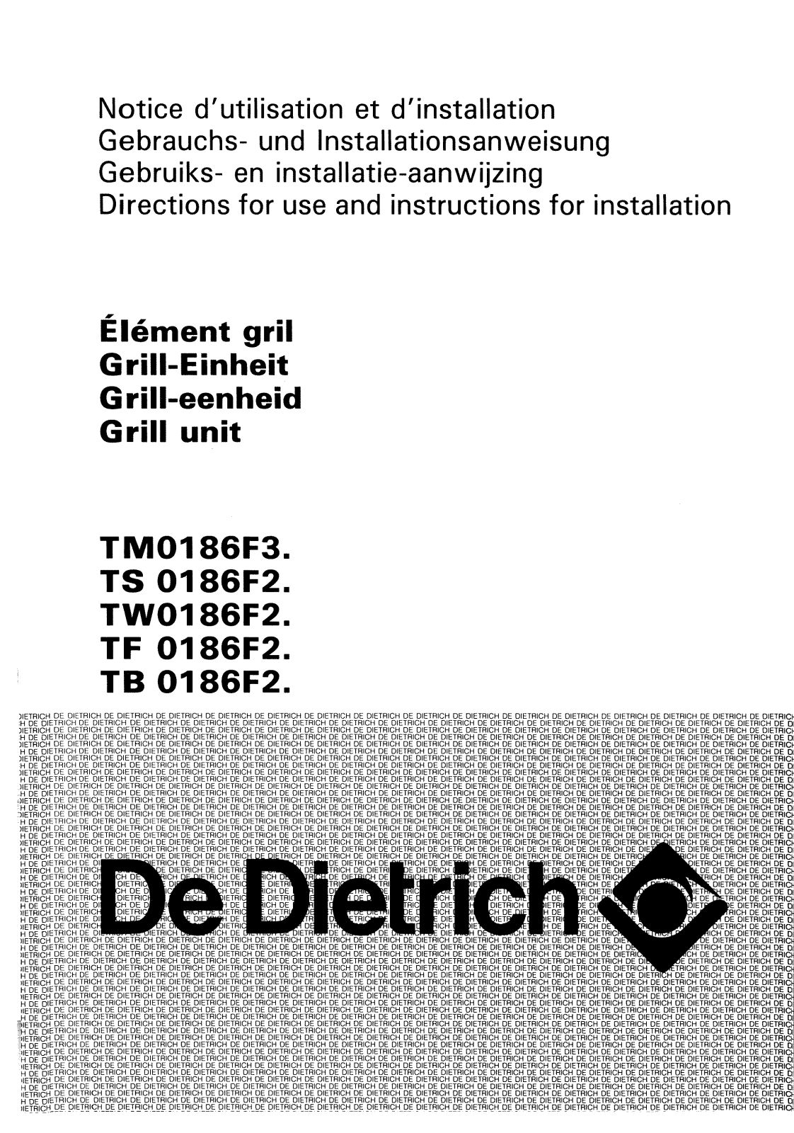 De dietrich TM0186F3, TW0186F2, TF0186F2, TS0186F2, TB0186F2 User Manual