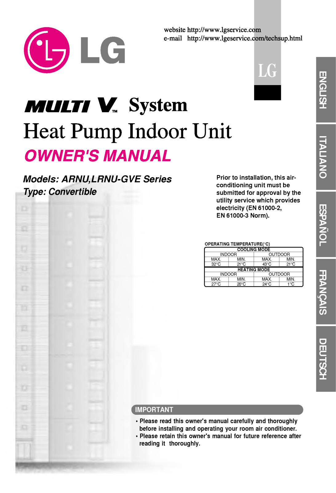 LG ARNU12GVEA1 User Manual