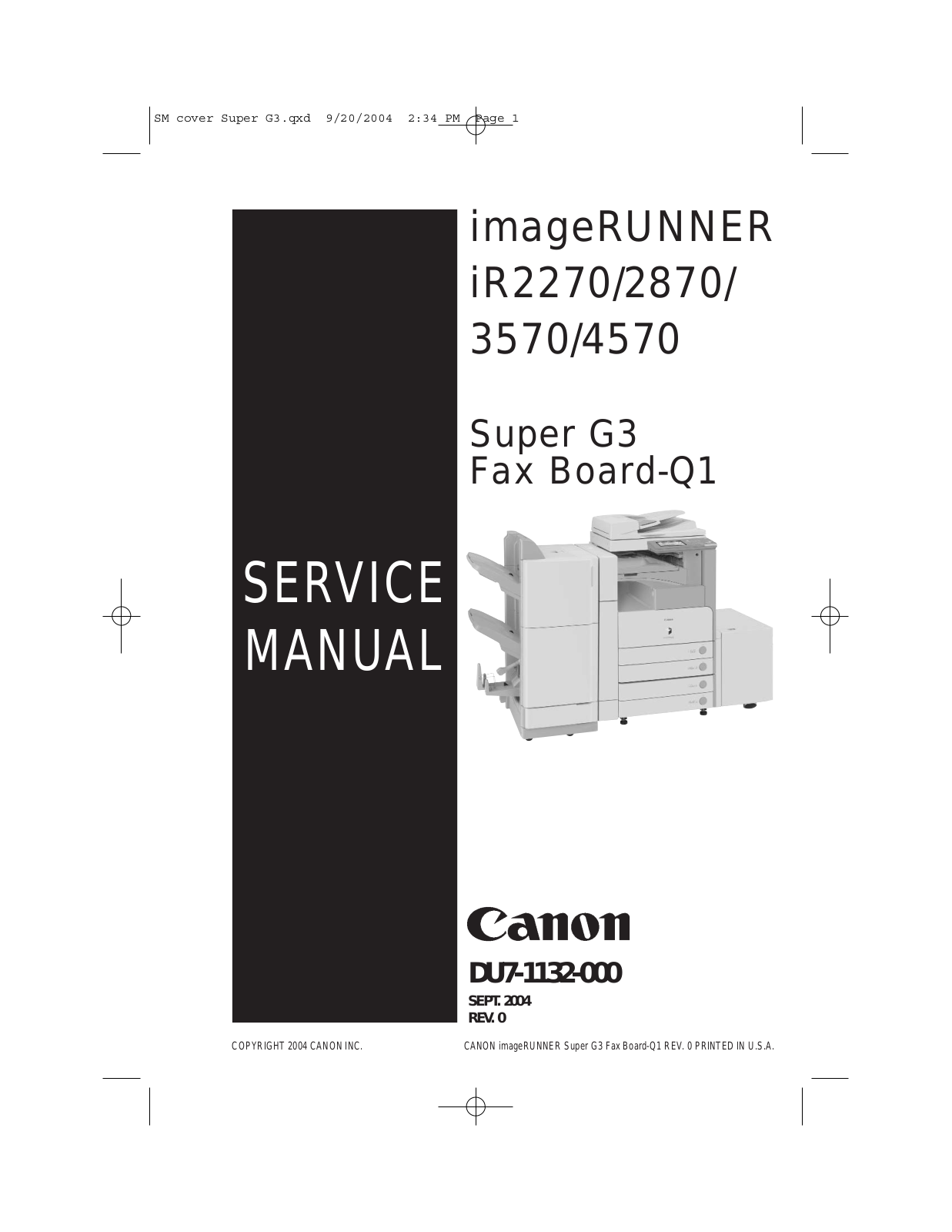 Canon imageRUNNER iR2270, imageRUNNER iR3570, imageRUNNER iR2870, imageRUNNER iR4570 Service Manual