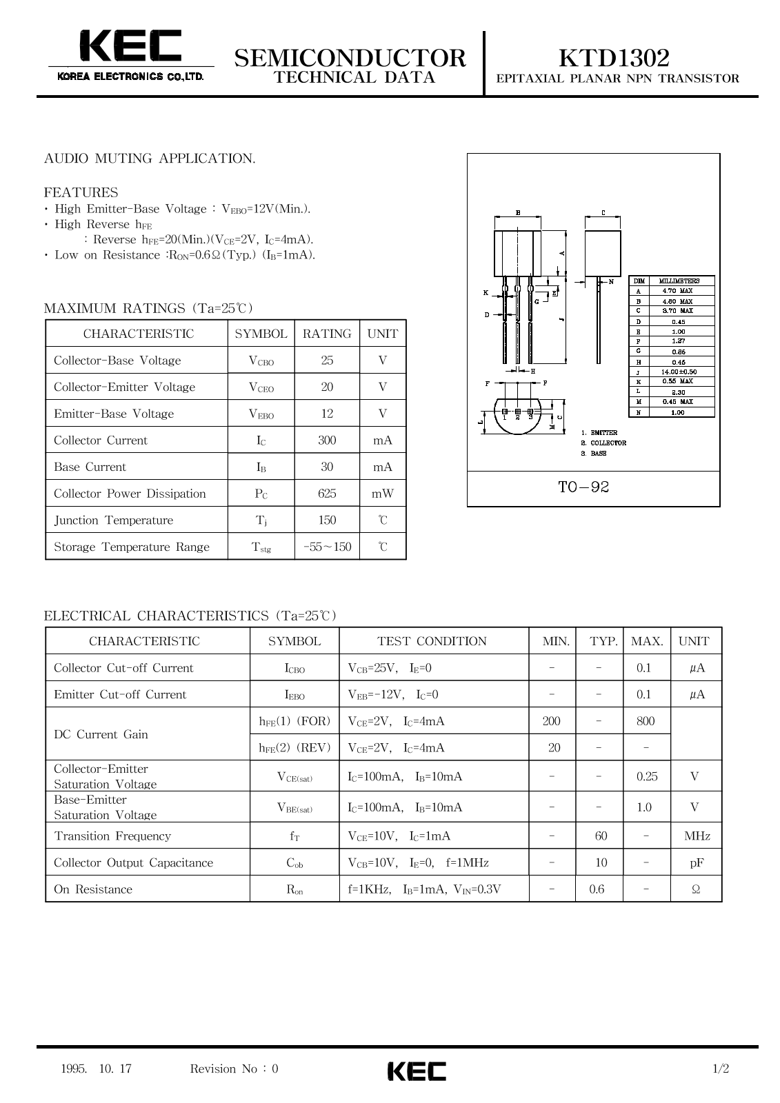 KEC KTD1302 Datasheet