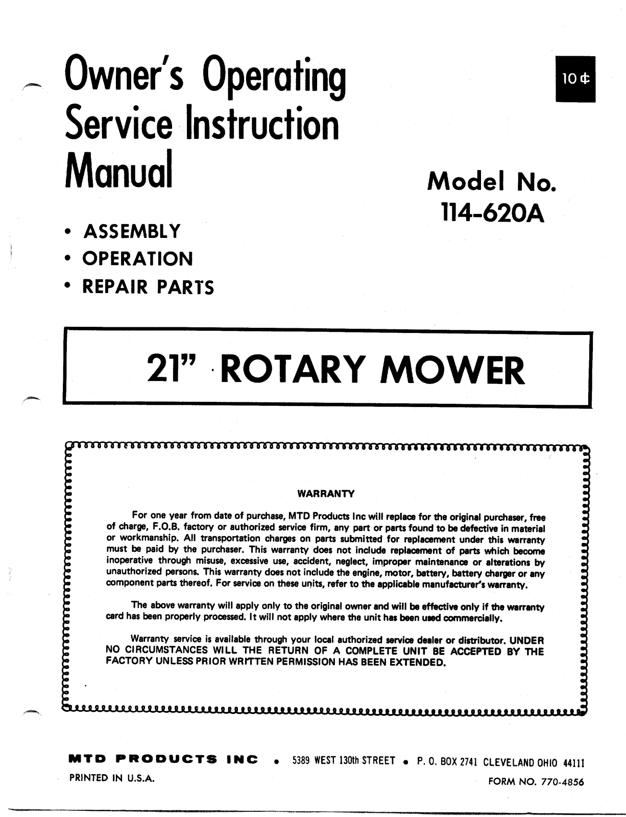 Bolens 114-620A User Manual