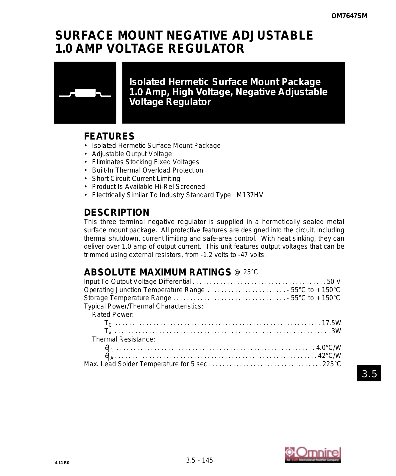 OMNIREL OM7647SM Datasheet