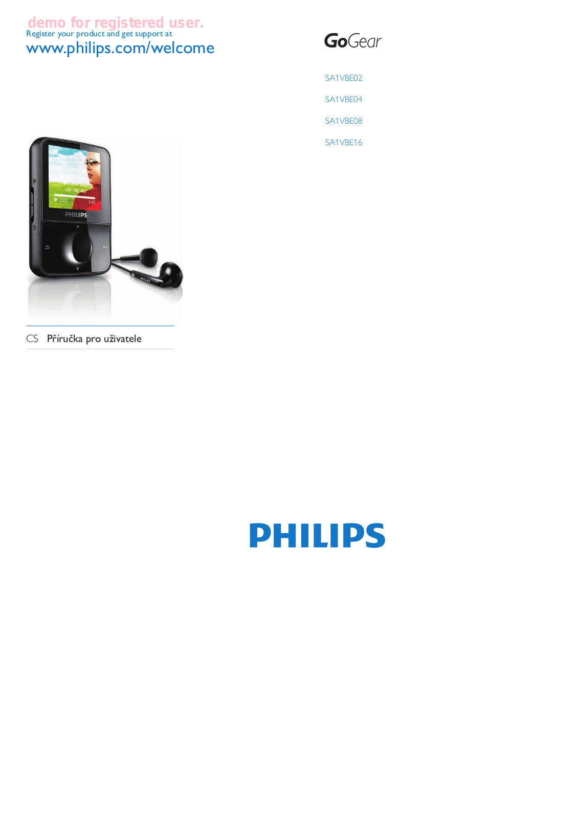 Philips SA1VBE04KF/02 User Manual