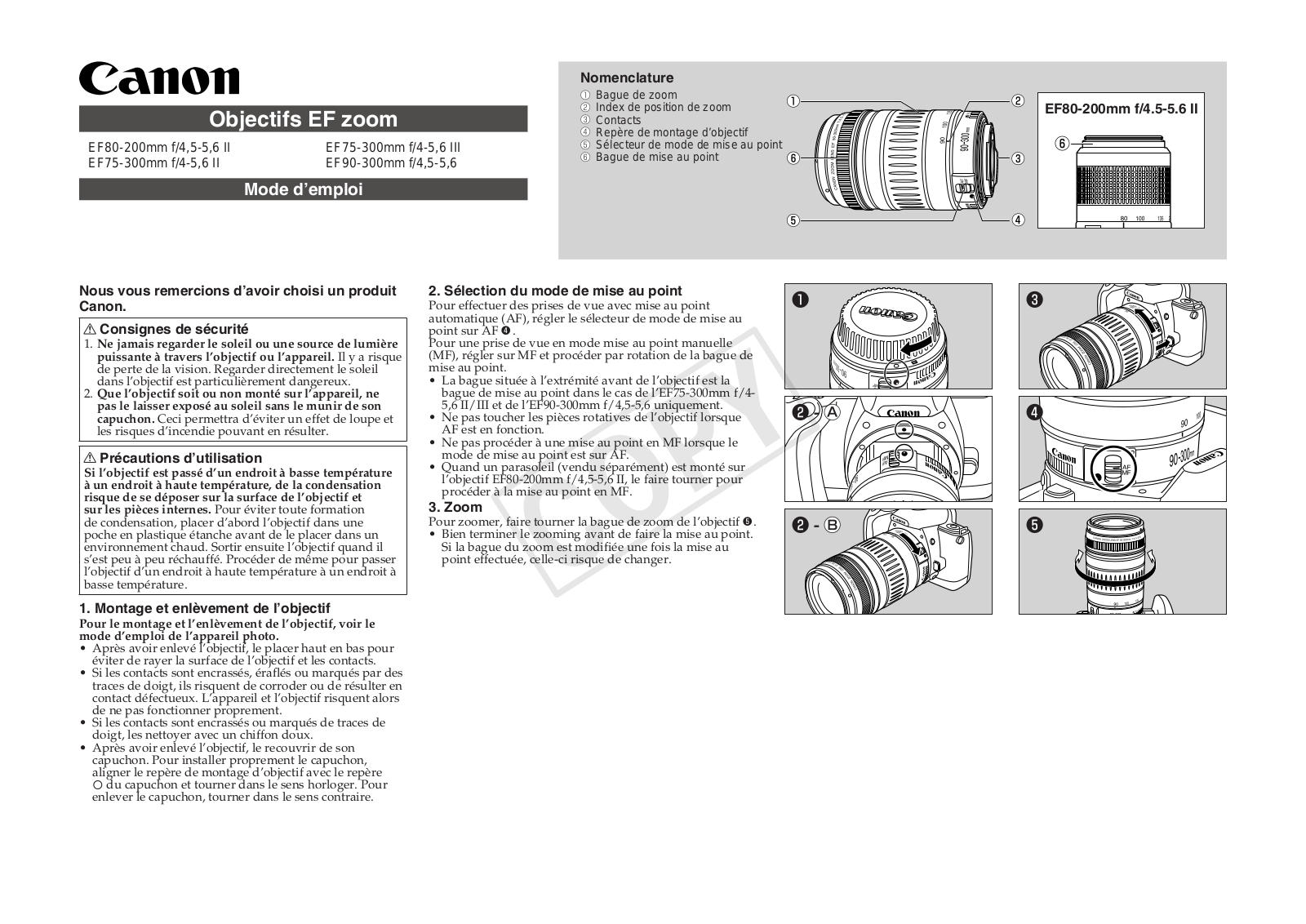 CANON EF 75-300 User Manual