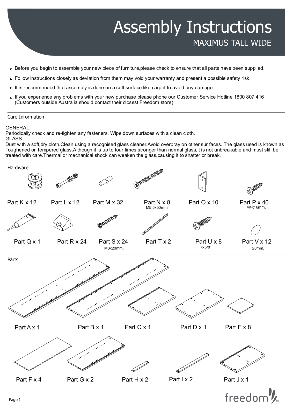 Freedom Maximus Tall Wide Assembly Instruction - ManualMachine.com