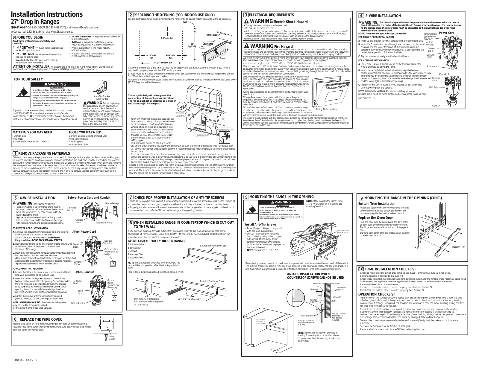 General Electric JM250DFCC Installation