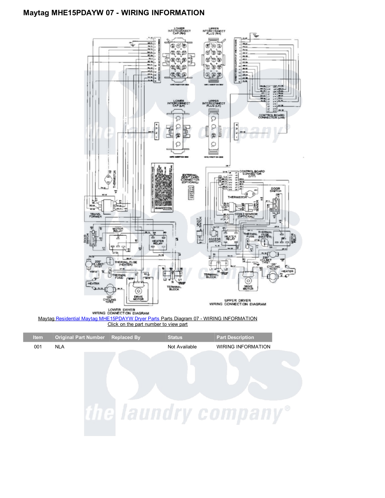 Maytag MHE15PDAYW Parts Diagram