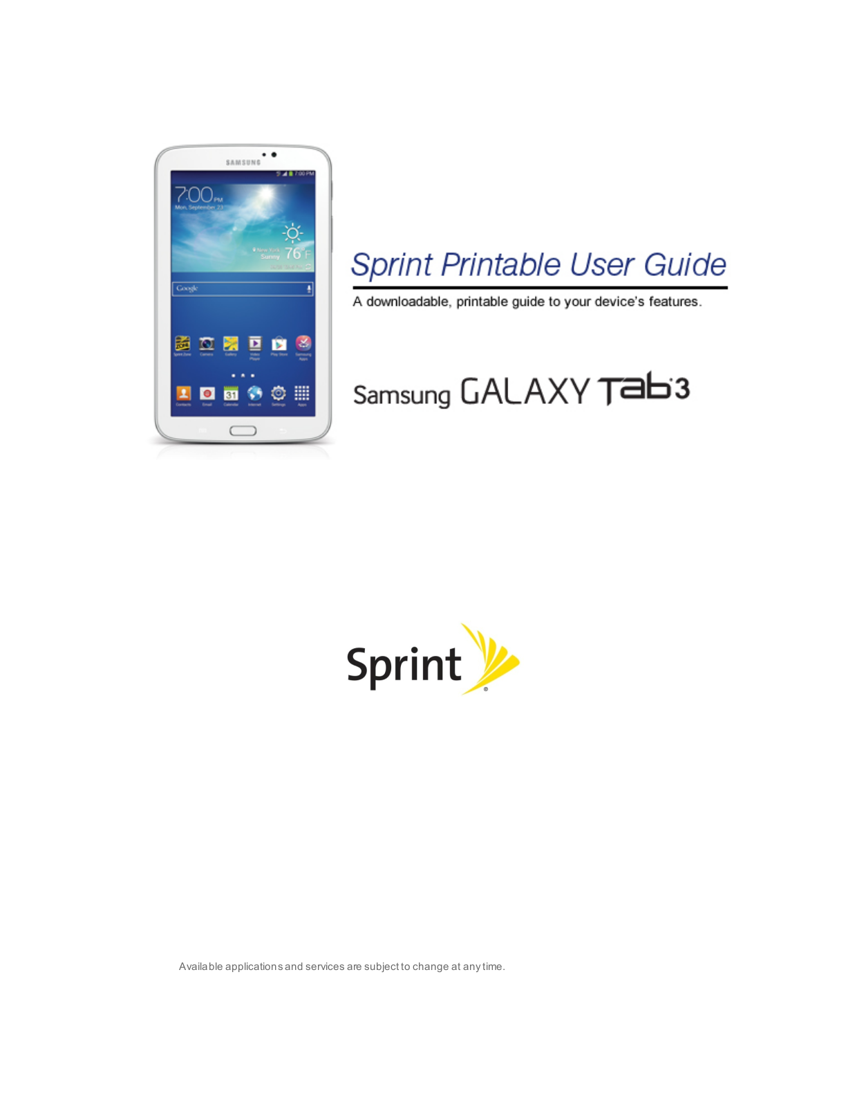 Samsung SM-T3110ZWADBT, SM-T2105GYAXAR, SMT210RZWYXAR, SMT210RGNYXAR, BBSPHP1TAB User Manual