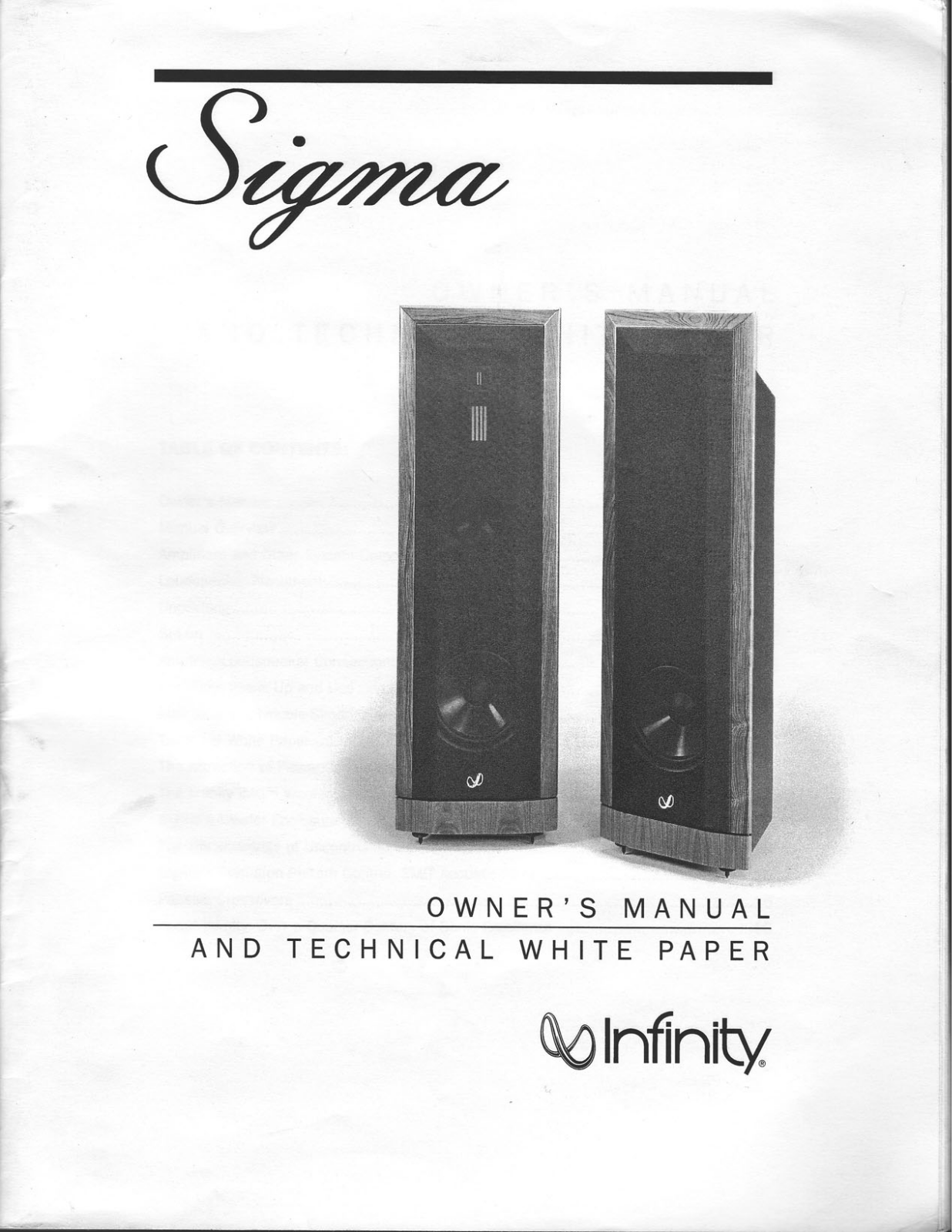 Infinity Sigma Owner's Manual