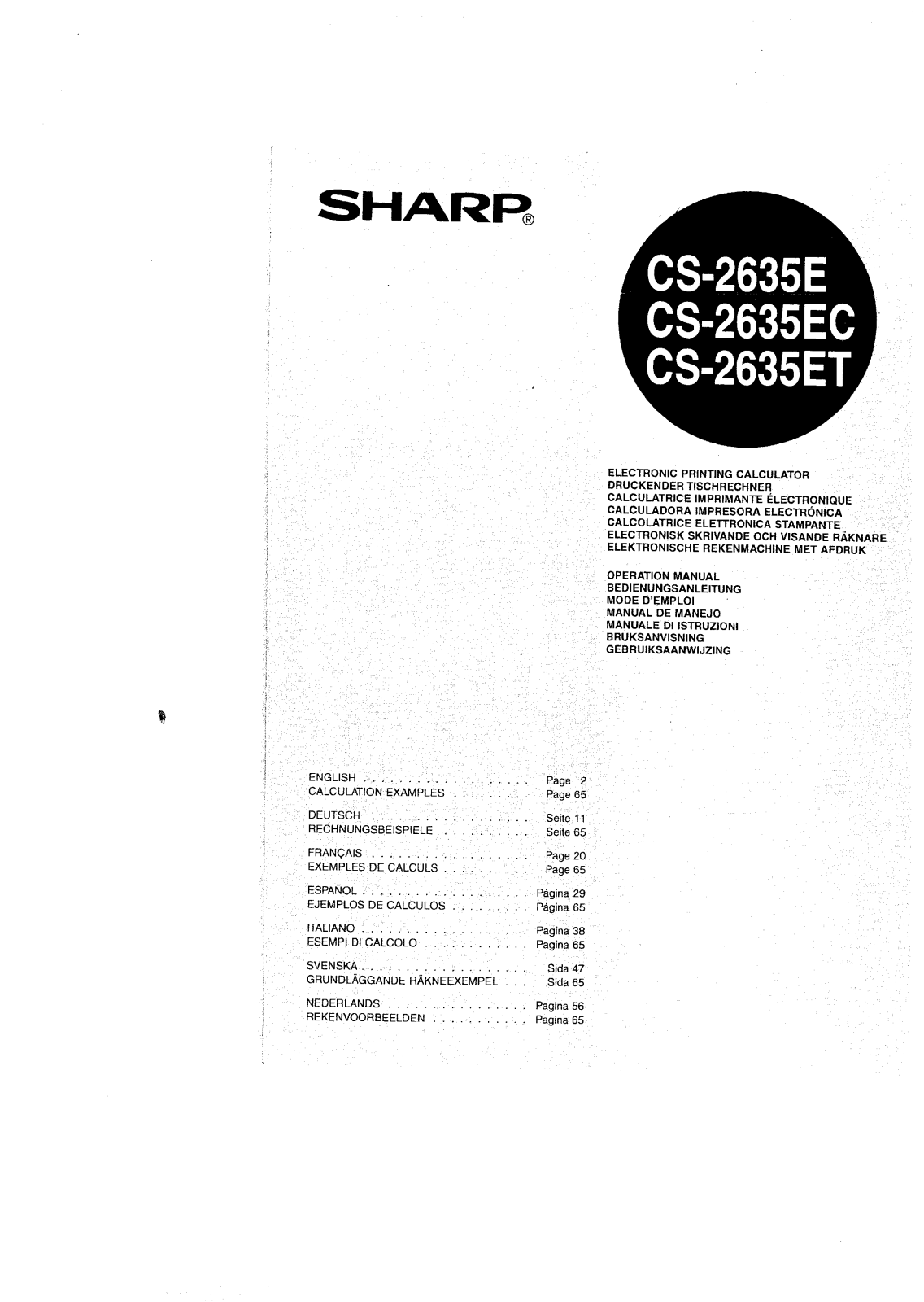 Sharp CS-2635E, CS-2635EC, CS-2635ET Operating Manual