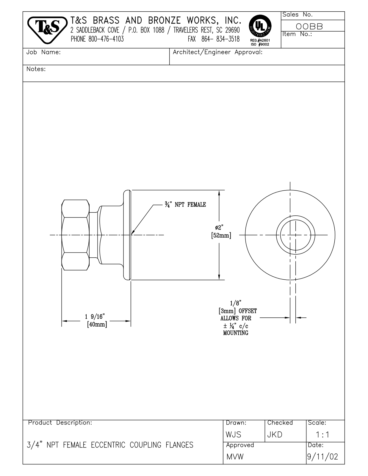 T&S Brass 00BB User Manual